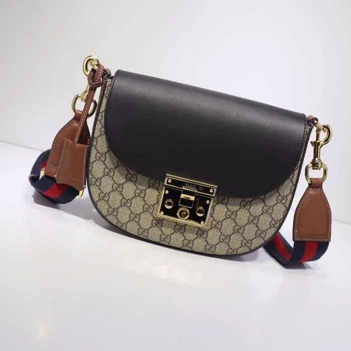Replica GUCCI Supreme Monogram Web Medium Padlock Messenger Shoulder Bag - Best Fake Designer Bags