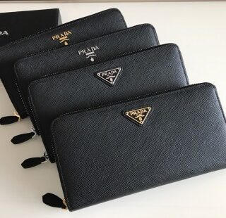 Replica Prada Saffiano Long Zipper Wallet Black - Best Fake Designer Bags