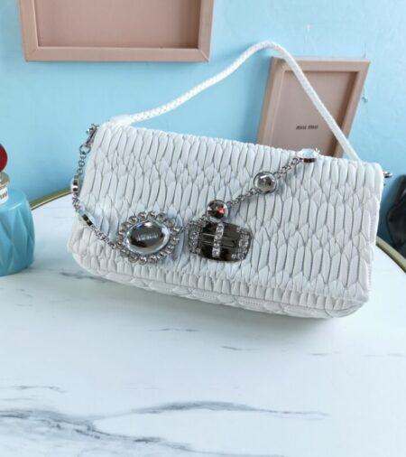 Replica Miu Miu Crystal Handbag White - Best Fake Designer Bags