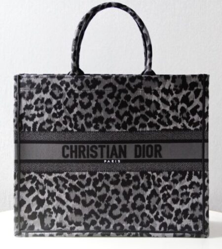 Replica Dior Tote Book Leopard Grey - Best Fake Designer Bags