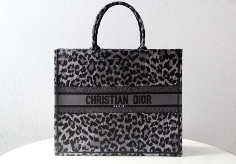 Replica Dior Tote Book Leopard Grey - Best Fake Designer Bags
