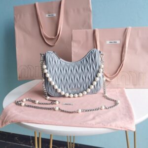 Replica Miu Miu Matelassé Pearl Blue - Best Fake Designer Bags