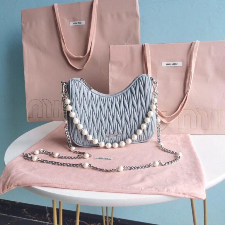 Replica Miu Miu Matelassé Pearl Blue - Best Fake Designer Bags