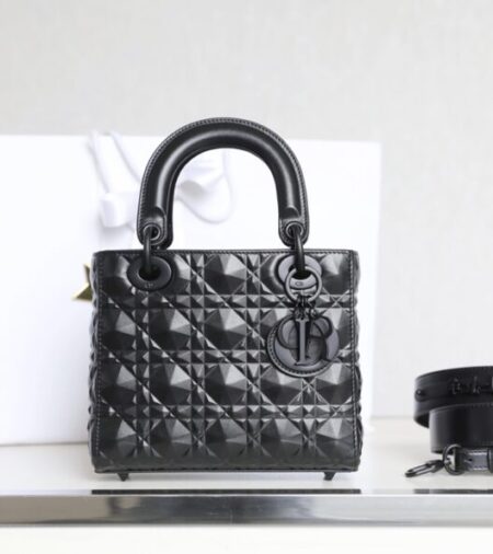 Replica Lady Dior Ultramatte Black  Grid ABC - Best Fake Designer Bags