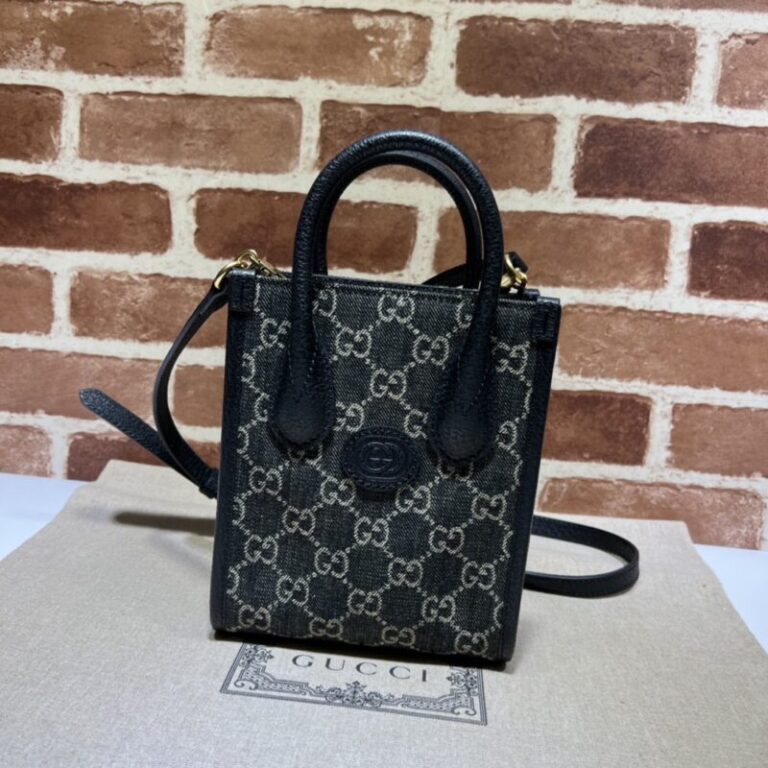Replica Gucci  Ophidia Mini Tote Bag  Black Denim - Best Fake Designer Bags