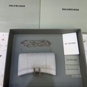 Replica Balenciaga Hourglass On Chain Shine Silver - Best Fake Designer Bags