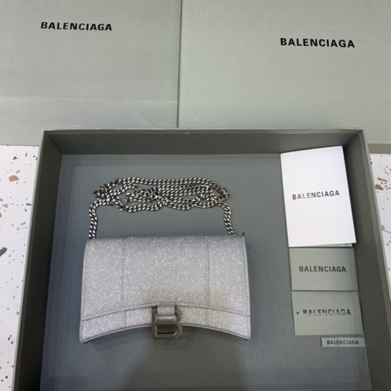 Replica Balenciaga Hourglass On Chain Shine Silver - Best Fake Designer Bags