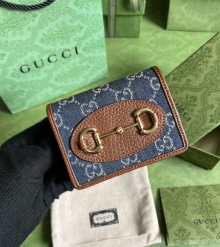 Replica Gucci  Horsebit 1955 Wallet Denim Blue - Best Fake Designer Bags