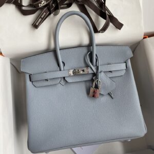 Replica Hermes Birkin Epsom  Linen Blue Silver - Best Fake Designer Bags