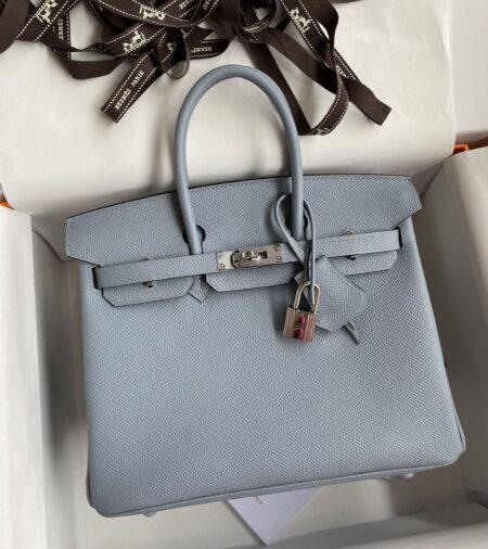 Replica Hermes Birkin Epsom  Linen Blue Silver - Best Fake Designer Bags
