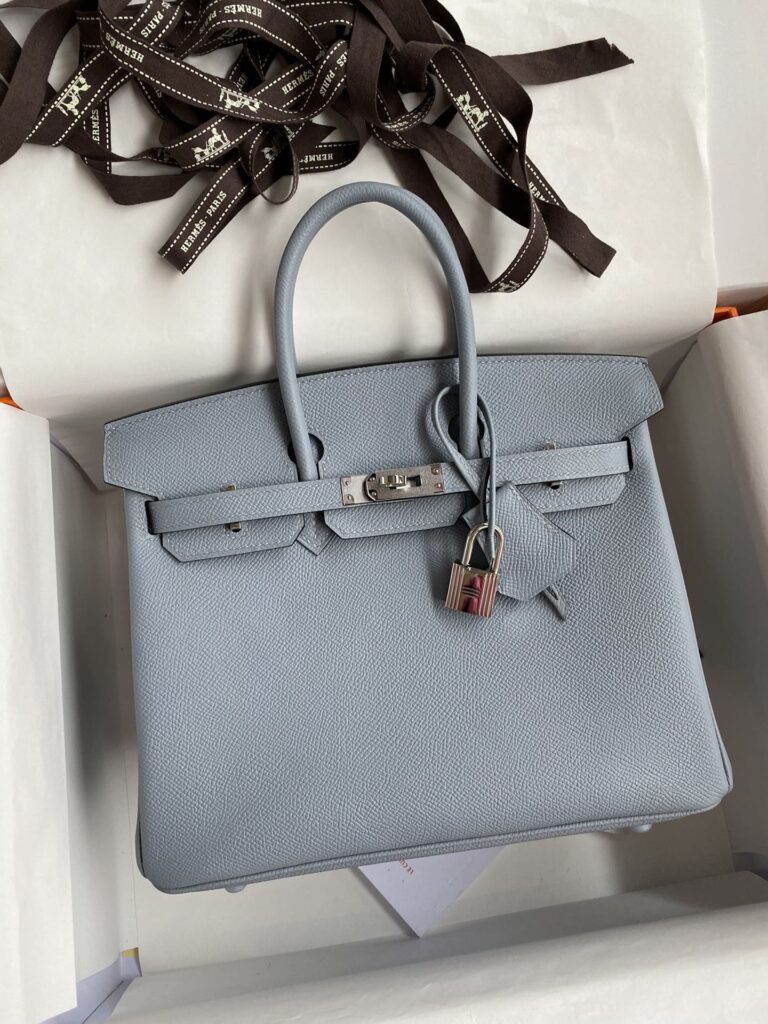 Replica Hermes Birkin Epsom  Linen Blue Silver - Best Fake Designer Bags