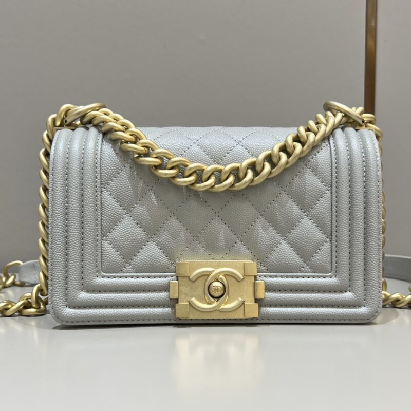 Replica CHANEL Le Boy  Grey Gold - Best Fake Designer Bags