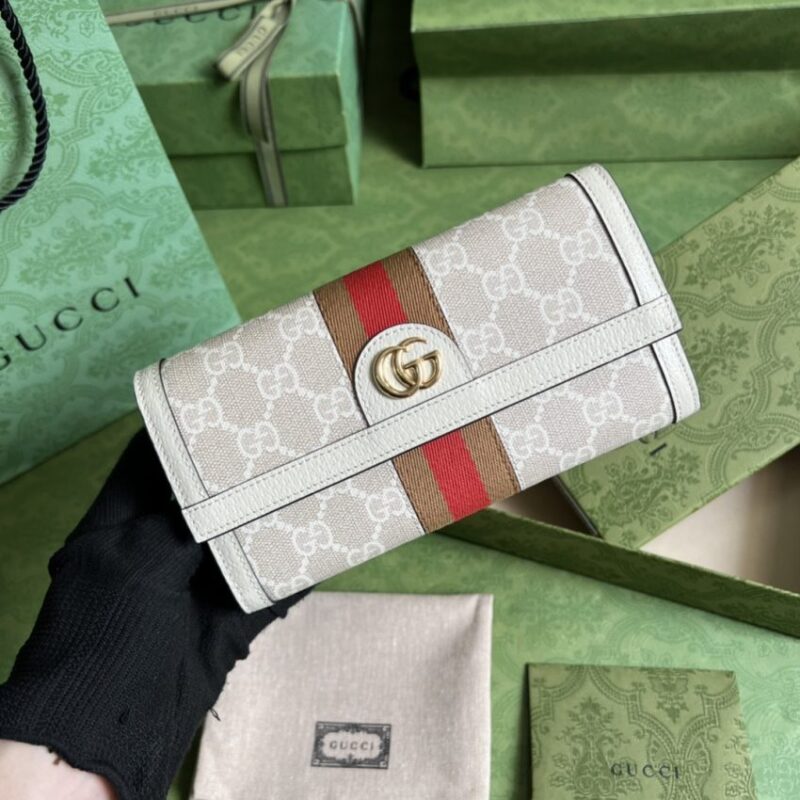 Replica Gucci  Ophidia Long Wallet White - Best Fake Designer Bags