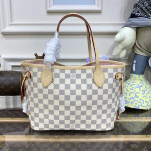 Replica Louis Vuitton Neverfull MM White Grid - Best Fake Designer Bags