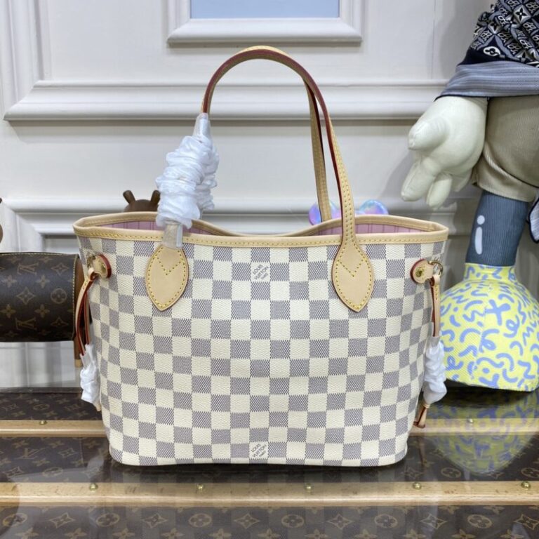 Replica Louis Vuitton Neverfull MM White Grid - Best Fake Designer Bags