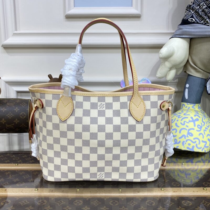 Replica Louis Vuitton Neverfull MM White Grid - Best Fake Designer Bags