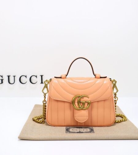 Replica Gucci  GG Marmont Top Handle Apricot - Best Fake Designer Bags