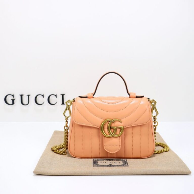 Replica Gucci  GG Marmont Top Handle Apricot - Best Fake Designer Bags