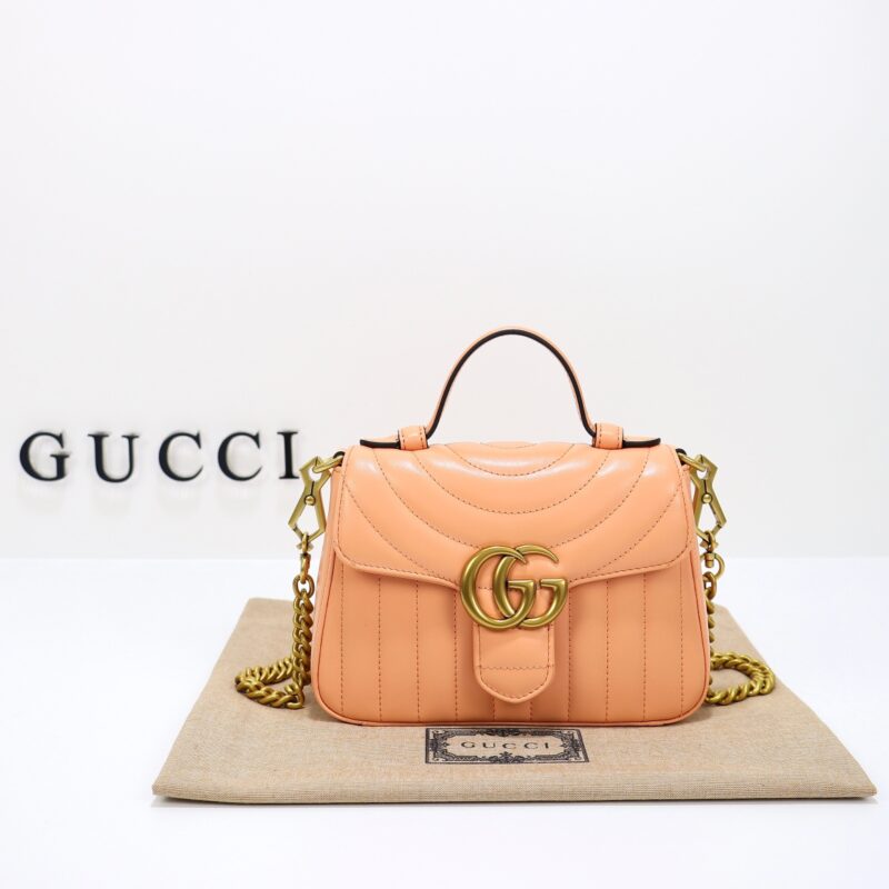 Replica Gucci  GG Marmont Top Handle Apricot - Best Fake Designer Bags