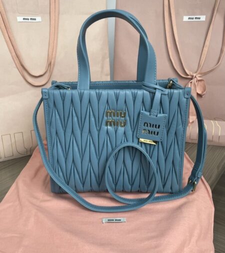 Replica Miu Miu Matelassé  Tote Blue - Best Fake Designer Bags