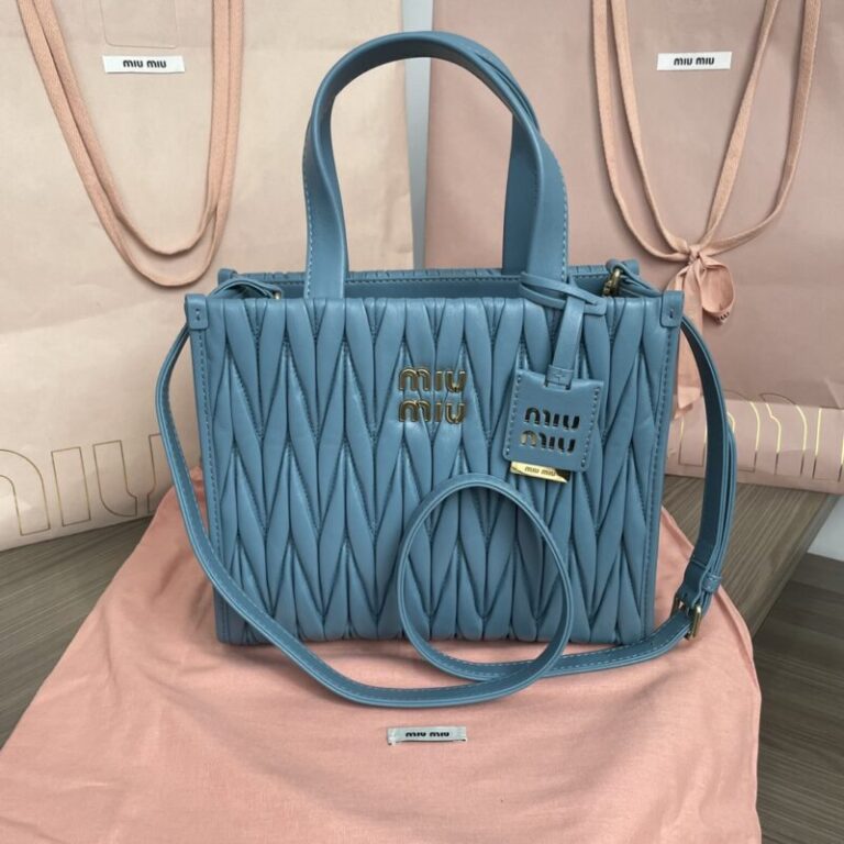 Replica Miu Miu Matelassé  Tote Blue - Best Fake Designer Bags