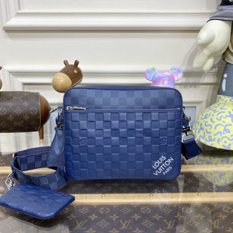 Replica Louis Vuitton Trio Messenger Blue Grid - Best Fake Designer Bags