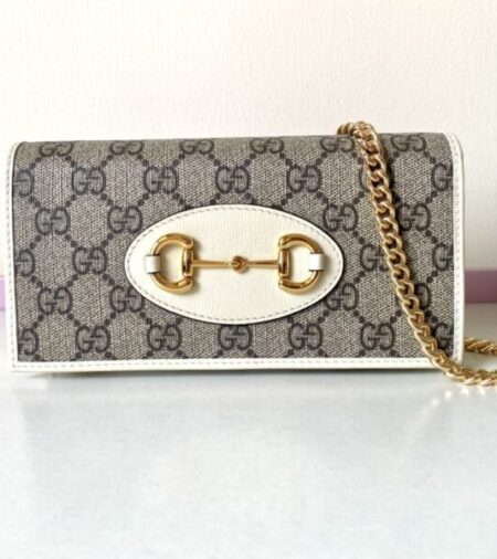 Replica Gucci Horsbet  Chain Clutch White - Best Fake Designer Bags