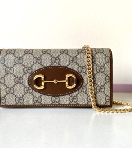 Replica Gucci Horsbet  Chain Clutch Brown - Best Fake Designer Bags