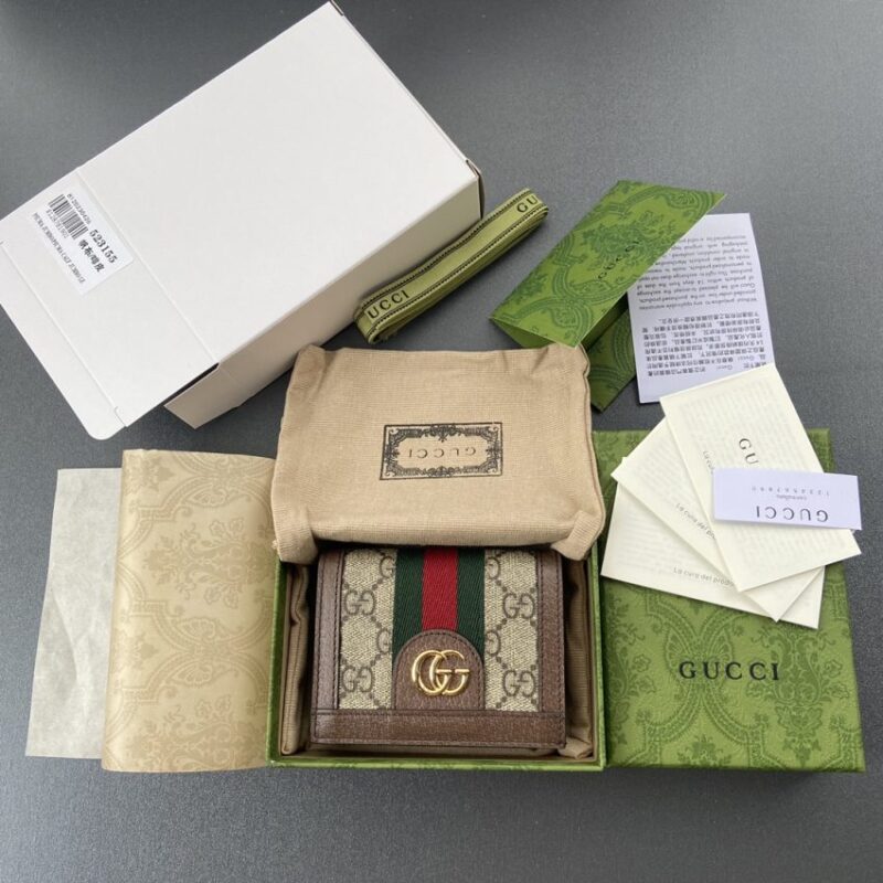 Replica Gucci  Ophidia Compact  Brown Wallet - Best Fake Designer Bags