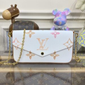 Replica Louis Vuitton Felicie Pochette White Apricot - Best Fake Designer Bags