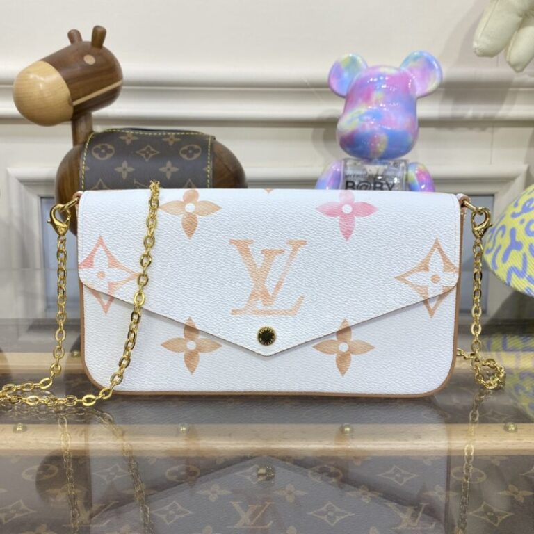 Replica Louis Vuitton Felicie Pochette White Apricot - Best Fake Designer Bags