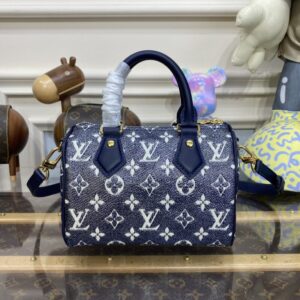 Replica Louis Vuitton Speedy Bandouliere Blue Denim - Best Fake Designer Bags