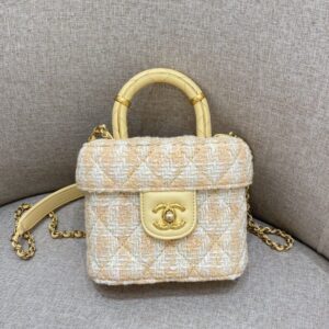 Replica CHANEL Tweed Handle Crush Small Apricot - Best Fake Designer Bags