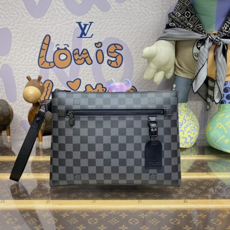 Replica Louis Vuitton Takeoff Pouch Black Grid - Best Fake Designer Bags