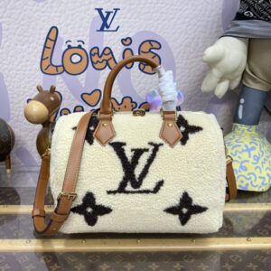 Replica Louis Vuitton Speedy Bandouliere 25 White Wool - Best Fake Designer Bags