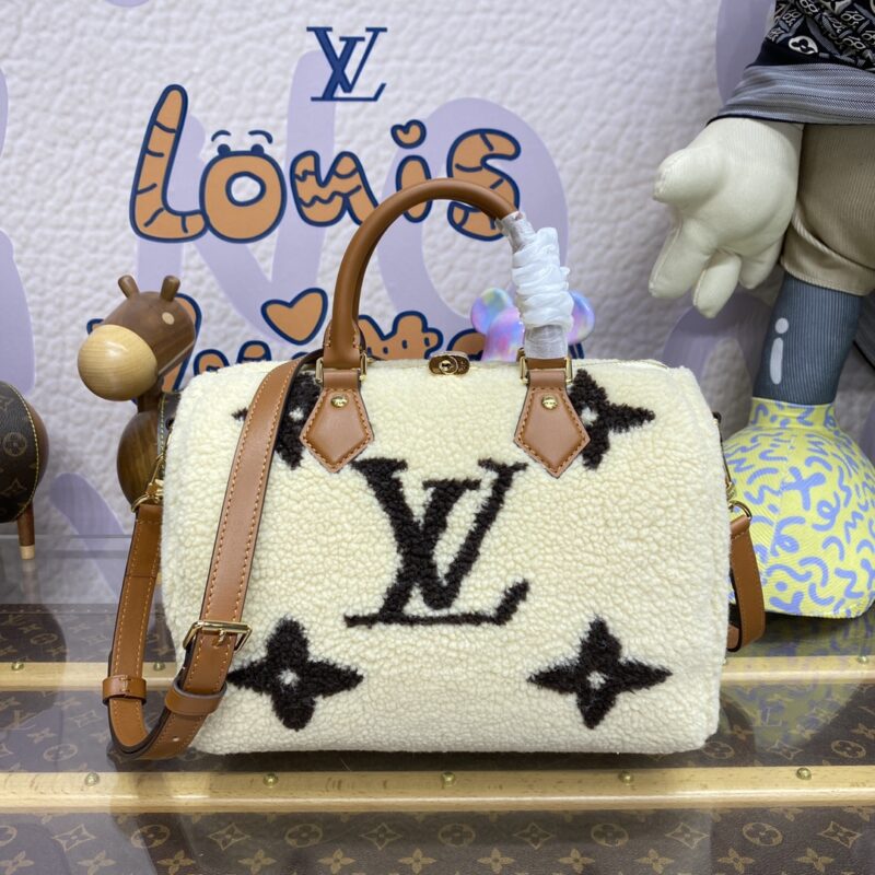 Replica Louis Vuitton Speedy Bandouliere 25 White Wool - Best Fake Designer Bags