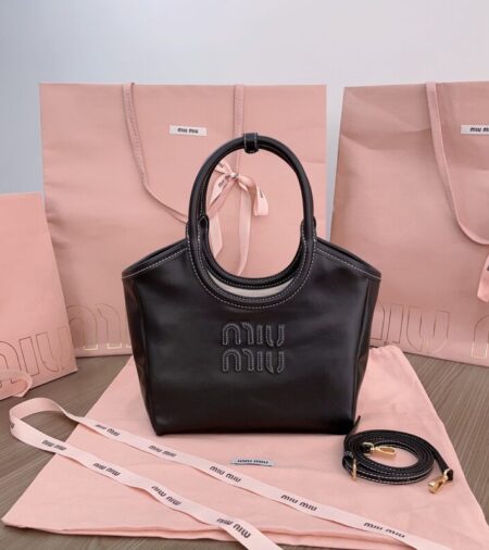Replica Miu Miu Ivy  Small Tote Black - Best Fake Designer Bags