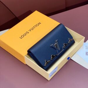 Replica Louis Vuitton Capucines Long Dark Blue - Best Fake Designer Bags