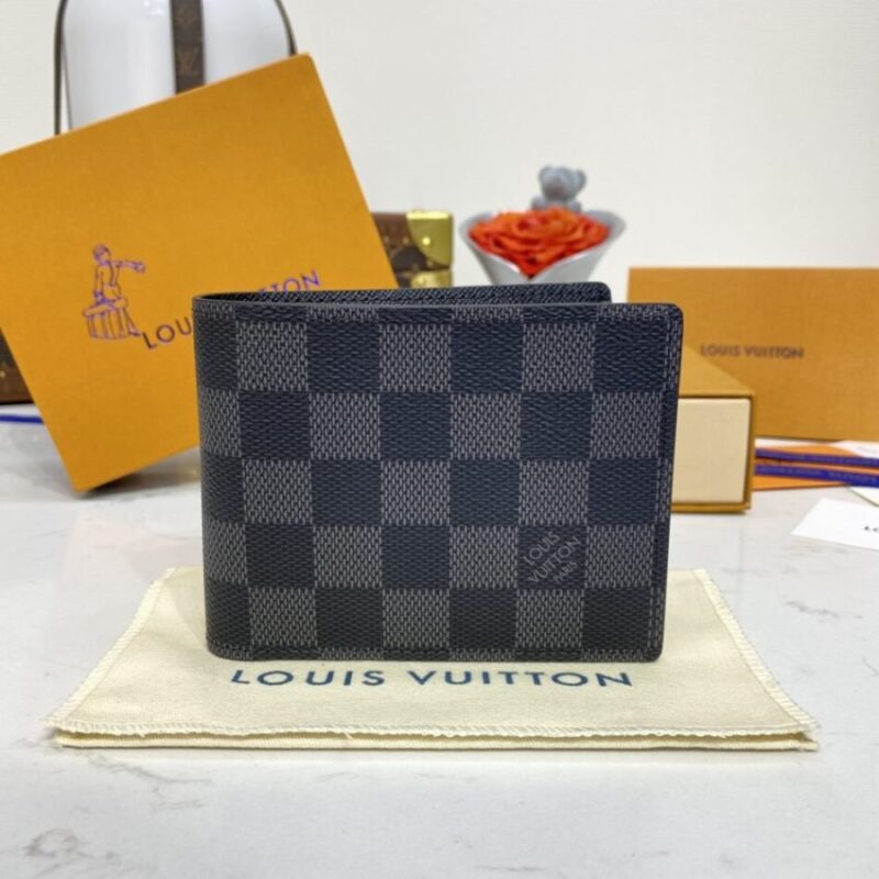 Replica Louis Vuitton Multiple Wallet Black Grid - Best Fake Designer Bags