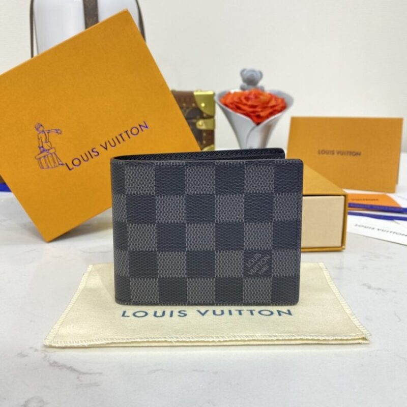 Replica Louis Vuitton Slender Wallet Black Grid - Best Fake Designer Bags