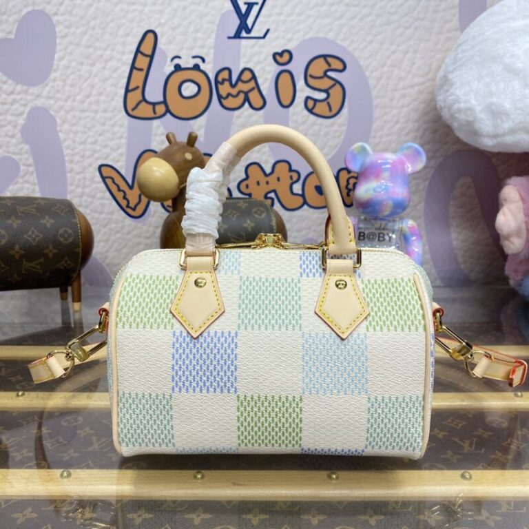 Replica Louis Vuitton Speedy Bandouliere 20 Green Grid - Best Fake Designer Bags