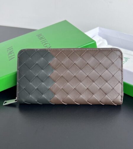 Replica Bottega Veneta Zip Long Wallet Brown&Black - Best Fake Designer Bags