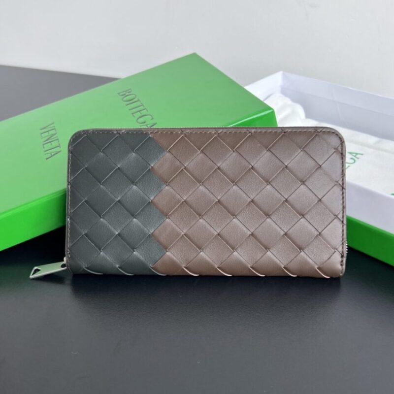 Replica Bottega Veneta Zip Long Wallet Brown&Black - Best Fake Designer Bags