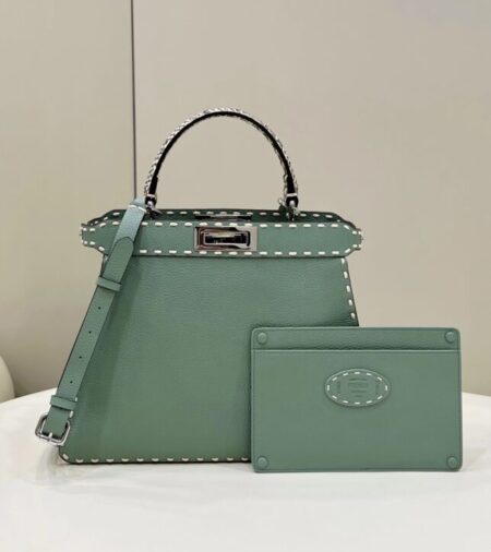 Replica Fendi Peekaboo  Green Python Handle - Best Fake Designer Bags
