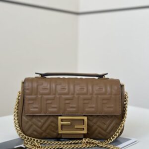 Replica Fendi Baguette  Sliding Chain Brown - Best Fake Designer Bags
