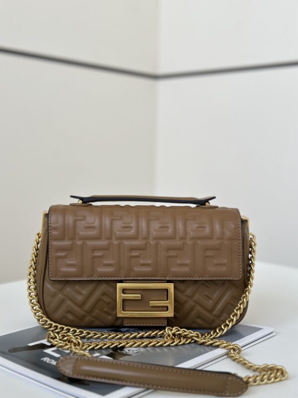 Replica Fendi Baguette  Sliding Chain Brown - Best Fake Designer Bags