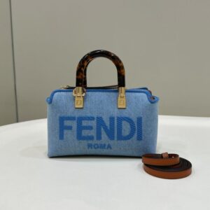 Replica Fendi By The Way Boston   Blue Cotton - Best Fake Designer Bags