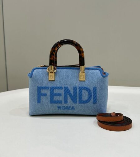 Replica Fendi By The Way Boston   Blue Cotton - Best Fake Designer Bags