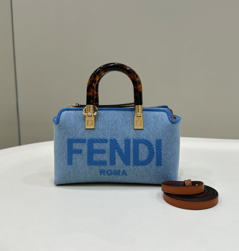 Replica Fendi By The Way Boston   Blue Cotton - Best Fake Designer Bags