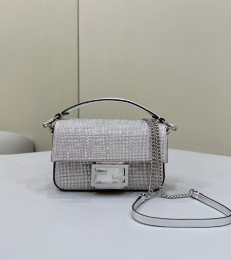 Replica Fendi Baguette Silver Diamond - Best Fake Designer Bags